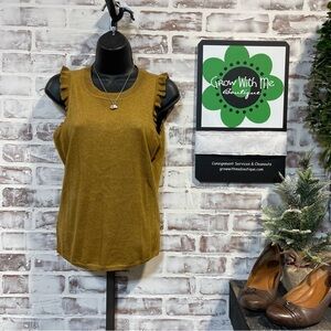 PAIGE Mustard Ruffle Sleeve Tank Top women’s small